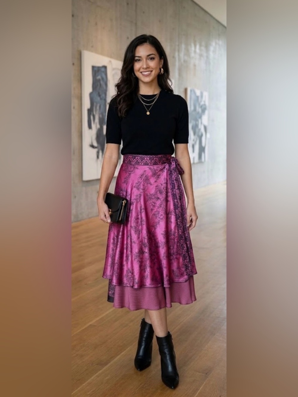 Elegant Pink Floral Skirt